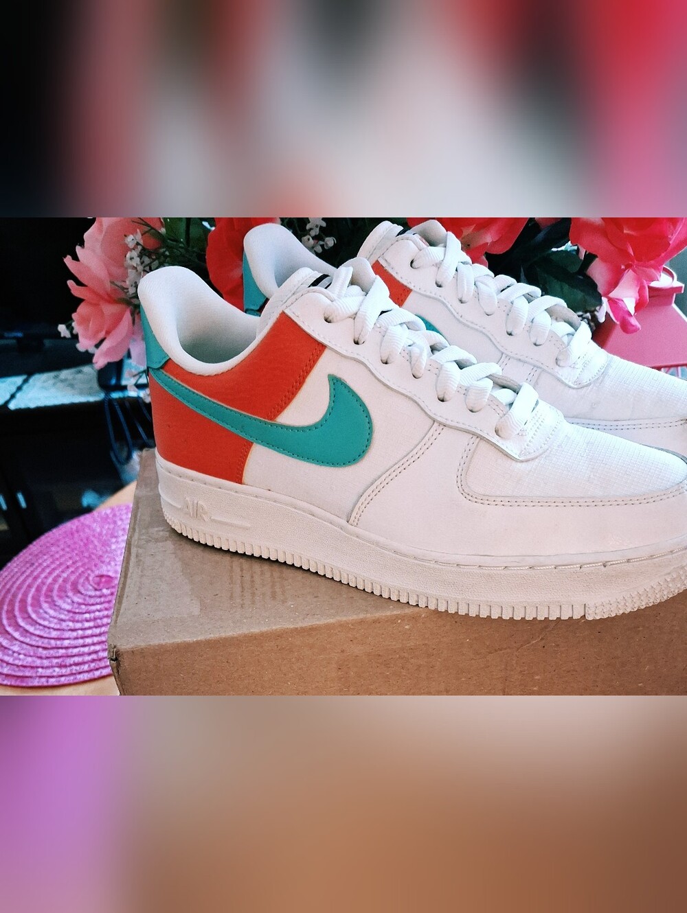 Nike Air Force 1 Low SE Basketbasketball White Aqua Clay Women Size 8 Shoes - Picture 4 of 11